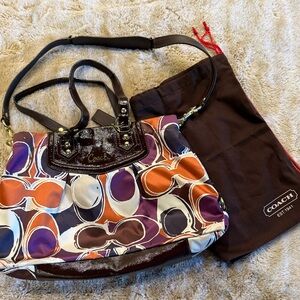 COACH NWOT Coach Ashley Scarf Print Satchel Bag~Rare 2012~Purple/Multi F20113